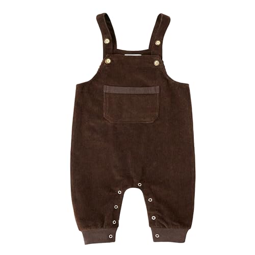 Volunboy Unisex Baby Dinosaurier Latzhose, Kordsamt Verstellbare Ärmellose Strampler Overall(18-24 Monate,Kaffee,Größe 90) von Volunboy