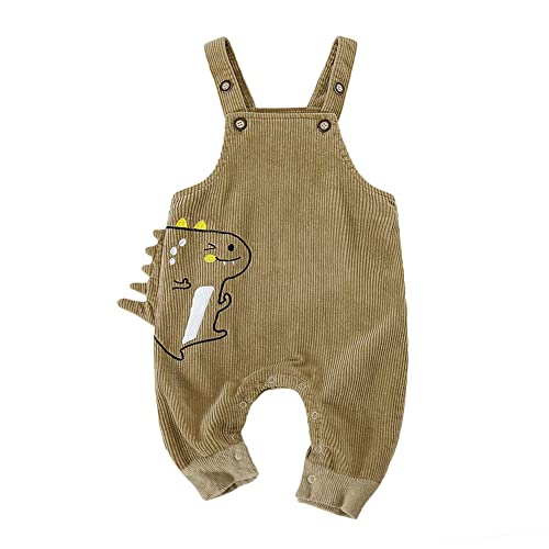 Volunboy Unisex Baby Dinosaurier Latzhose, Kordsamt Verstellbare Ärmellose Strampler Overall(2-3 Jahre,Braun,Größe 95) von Volunboy