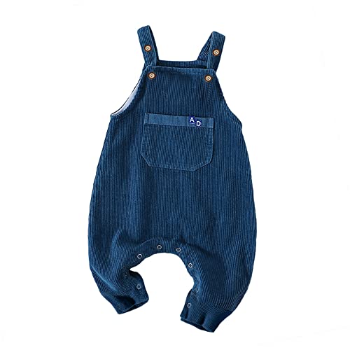 Volunboy Unisex Baby Dinosaurier Latzhose, Kordsamt Verstellbare Ärmellose Strampler Overall(9-12 Monate,Blau,Größe 80) von Volunboy