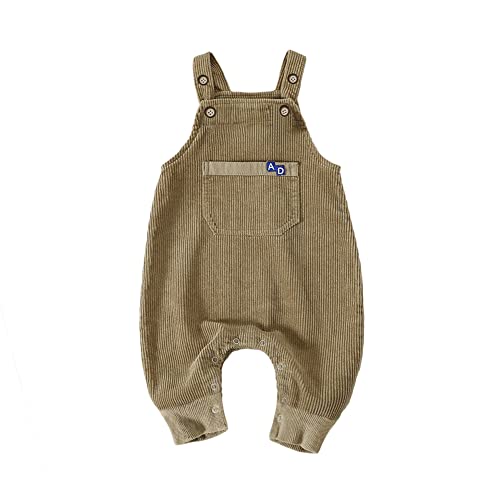 Volunboy Unisex Baby Dinosaurier Latzhose, Kordsamt Verstellbare Ärmellose Strampler Overall(2-3 Jahre,Braun-2,Größe 95) von Volunboy