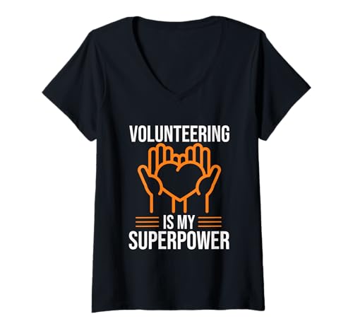 Damen Volunteering is My Superpower Funny Volunteer Non-Profit Work T-Shirt mit V-Ausschnitt Damen Volunteering is My Superpower Funny Volunteer Non-Profit Work T-Shirt mit V-Ausschnitt von Volunteering Is My Superpower