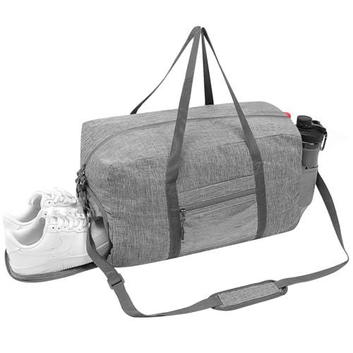 Vomgomfom 35L Leichte Sporttaschen mit Schuhfach für Damen Herren, Grau von Vomgomfom