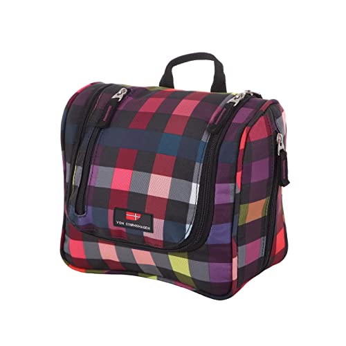 Von Cronshagen Kulturbeutel KB03 Hanging Washbag | Kulturbeutel mit Haken zum Aufhängen | praktische Reißverschlussfächer | wasserabweisendes Material (multicolorcheck) von Von Cronshagen