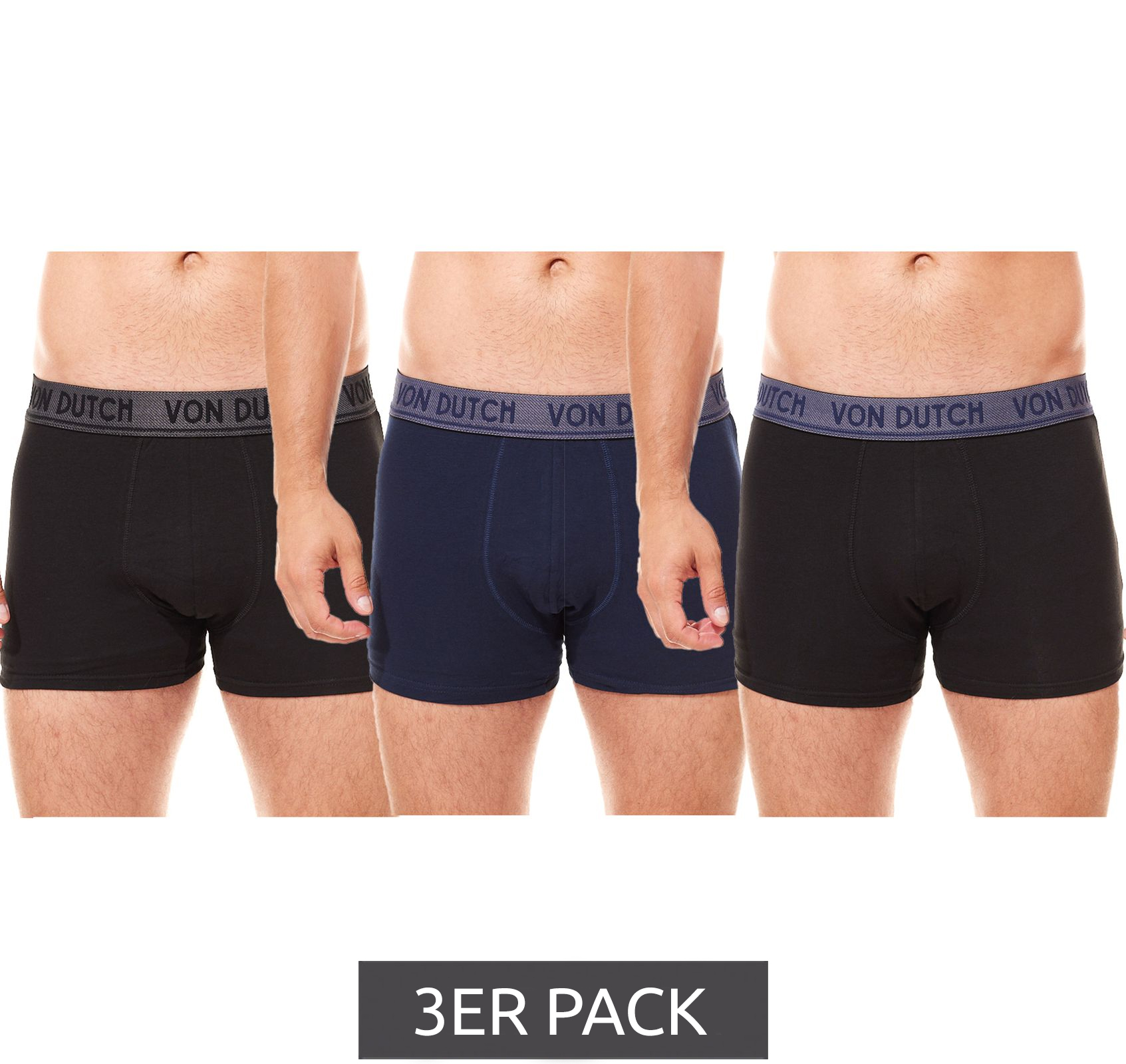 3er Pack Von Dutch Origi Herren Boxershorts Unterwäsche VD/1/BCX3/ORIGI3 Schwarz von Von Dutch