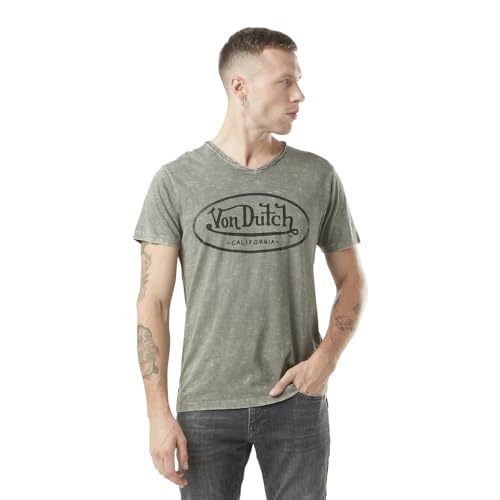 Herren-T-Shirt, Ron, T-Shirt für Herren, 100 % Baumwolle, Khaki/Grau, M von Von Dutch