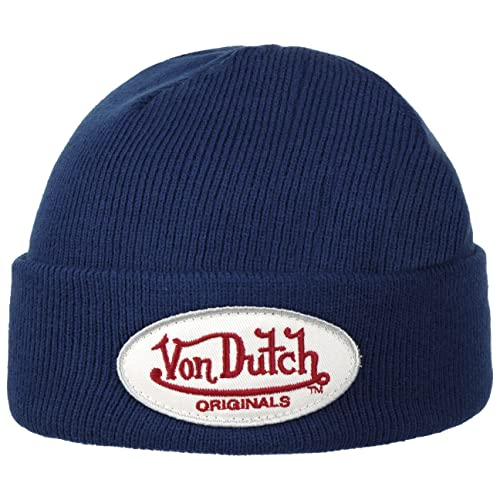 Von Dutch Conny Oval Patch Beanie Mütze Wintermütze Strickmütze Umschlagmütze (One Size - blau) von Von Dutch