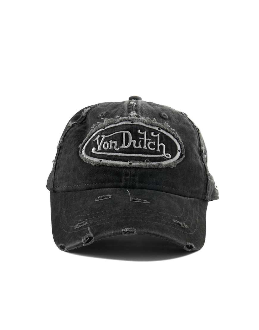 Von Dutch - Dad - Baseballkappe in Schwarz mit Used-Optik von Von Dutch