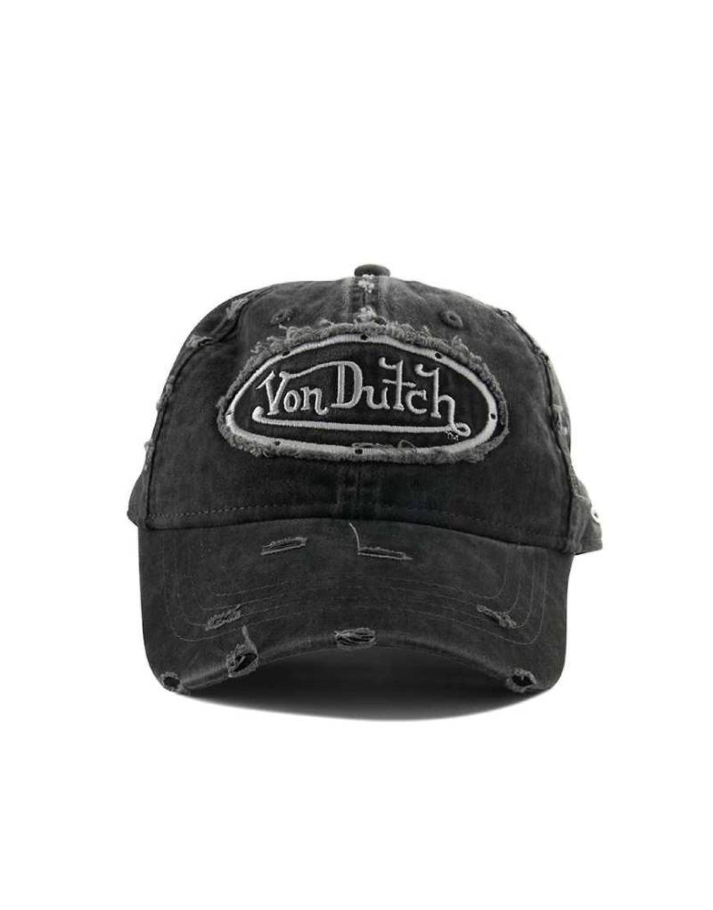 Von Dutch - Dad - Baseballkappe in Schwarz mit Used-Optik von Von Dutch