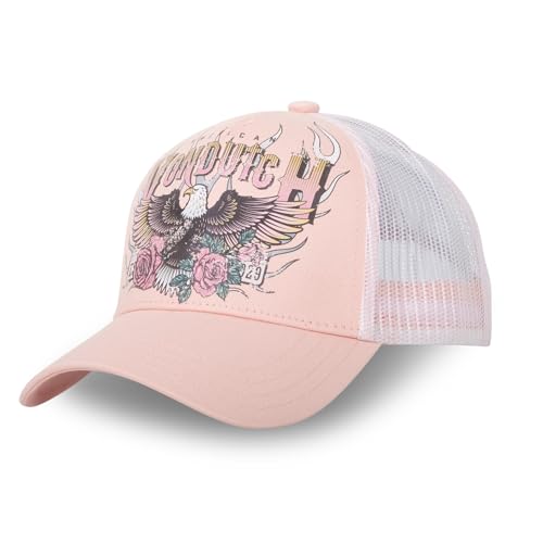 Von Dutch Eagle Damen-Kappe, Trucker-Kappe, verstellbar, mit Snapback, rosa / weiß, One size von Von Dutch