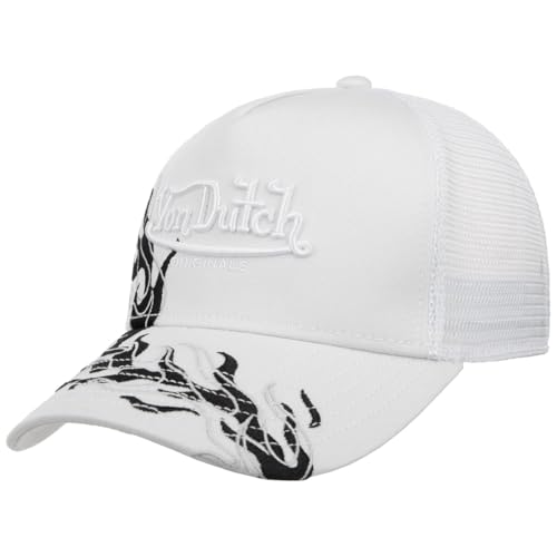 Von Dutch Flame Visor Trucker Cap Basecap Baseballcap Curved Brim Truckercap Meshcap (One Size - weiß-schwarz) von Von Dutch