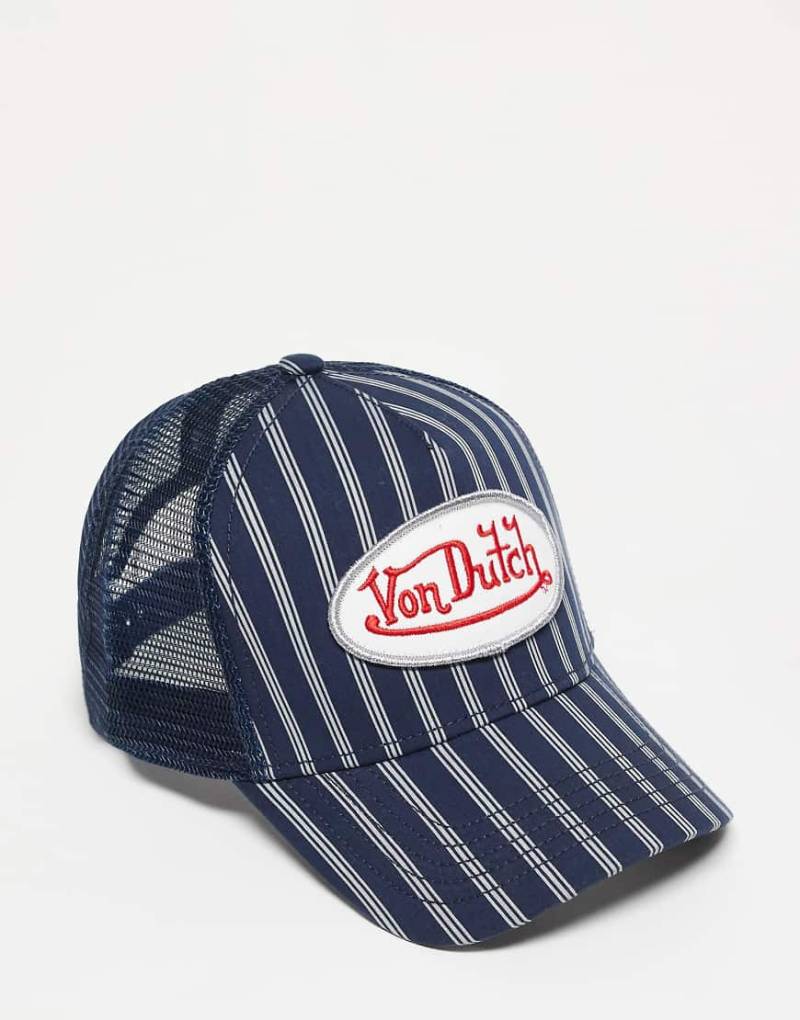 Von Dutch - Gestreifte Trucker-Kappe in Blau von Von Dutch