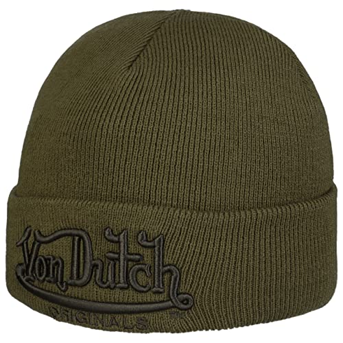 Von Dutch Heritage Logo Beanie Strickmütze Wintermütze Umschlagmütze (One Size - Oliv) von Von Dutch