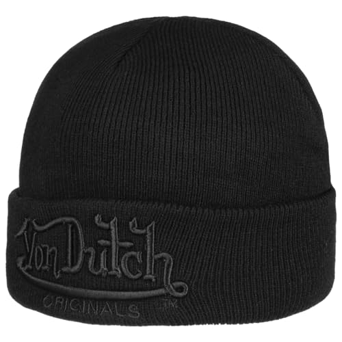 Von Dutch Heritage Logo Beanie Strickmütze Wintermütze Umschlagmütze (One Size - schwarz) von Von Dutch