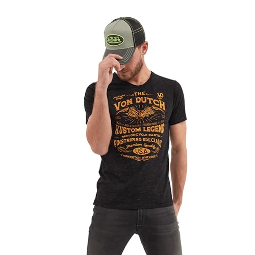 Von Dutch Herren-T-Shirt, 100 % Baumwolle, T-Shirt für Herren, Schwarz , M von Von Dutch