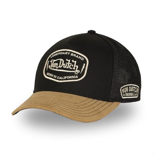 Von Dutch Kappe für Damen und Herren, Trucker-Kappe mit Snapback, schwarz / beige, One size von Von Dutch