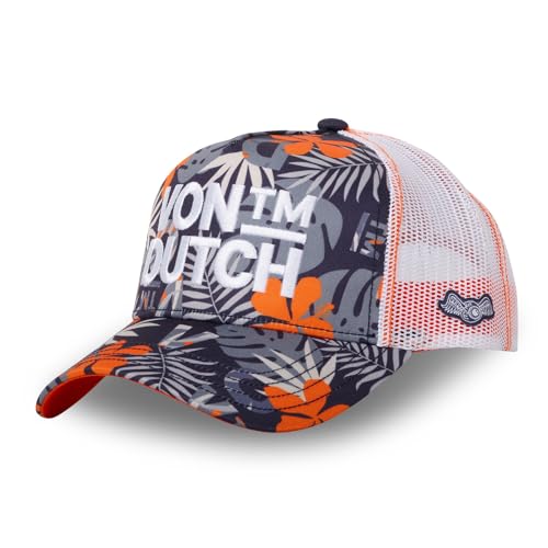 Von Dutch Kappe für Damen und Herren, tropisch, Trucker-Kappe, verstellbar, mit Snapback, Orange / Weiß / Blau, Einheitsgröße von Von Dutch