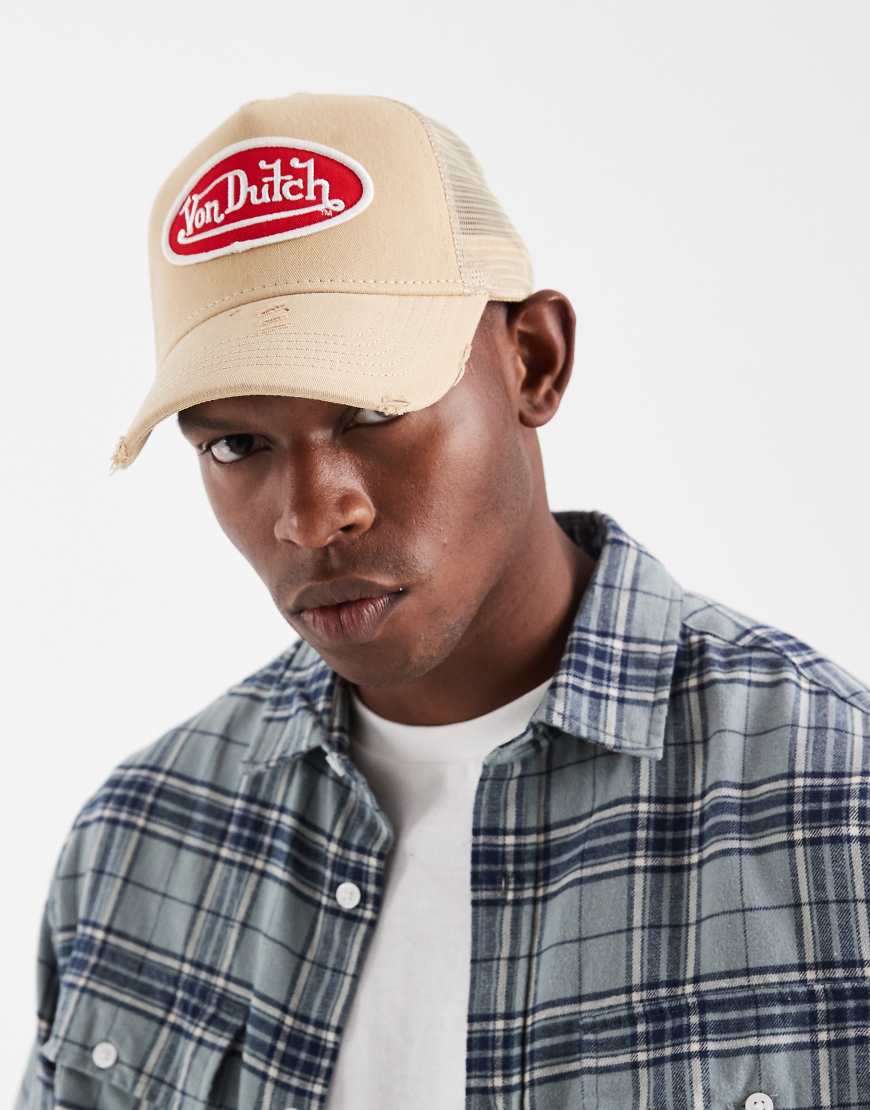 Von Dutch - Mechanic - Truckerkappe in Beige und Rot-Neutral von Von Dutch