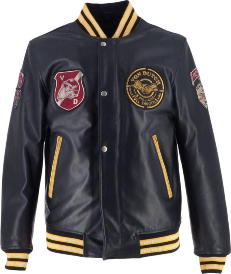 Von Dutch Motorradjacke Von Dutch X Helstons Collegian Motorrad Lederjacke Rückenprotektor enthalten,Ellenbogenprotektoren enthalten,Schulte von Von Dutch