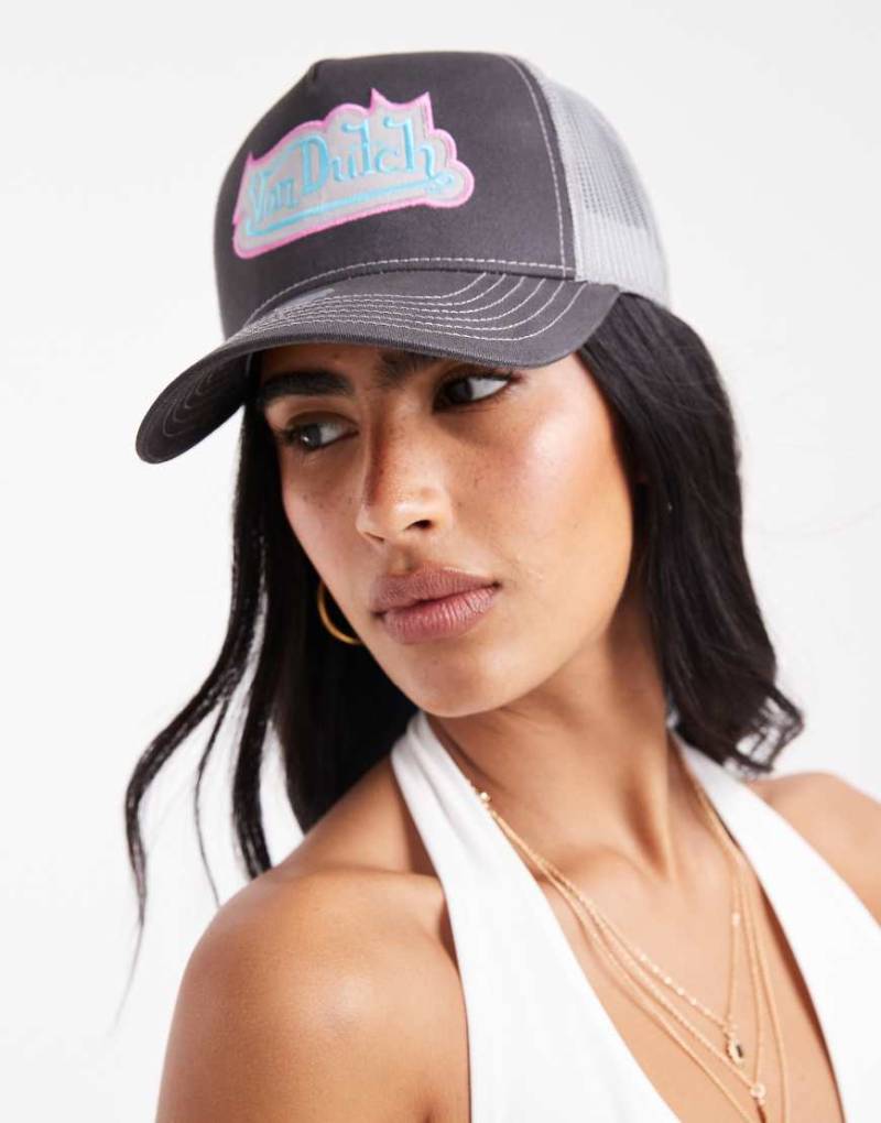 Von Dutch - Rockford - Trucker-Kappe in Grau und Rosa-Schwarz von Von Dutch