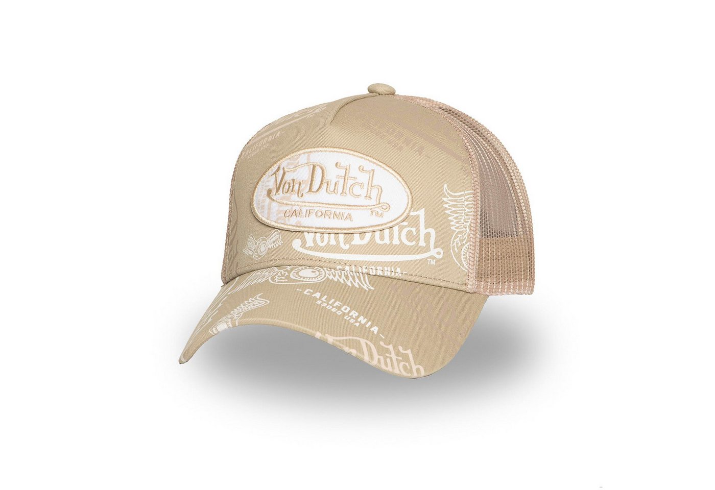 Von Dutch Trucker Cap Von Dutch Originals Trucker Cap - CALIFORNIA ALLOVER Mesh Cream (Basecap, Meshcap, Trucker Kappe) von Von Dutch
