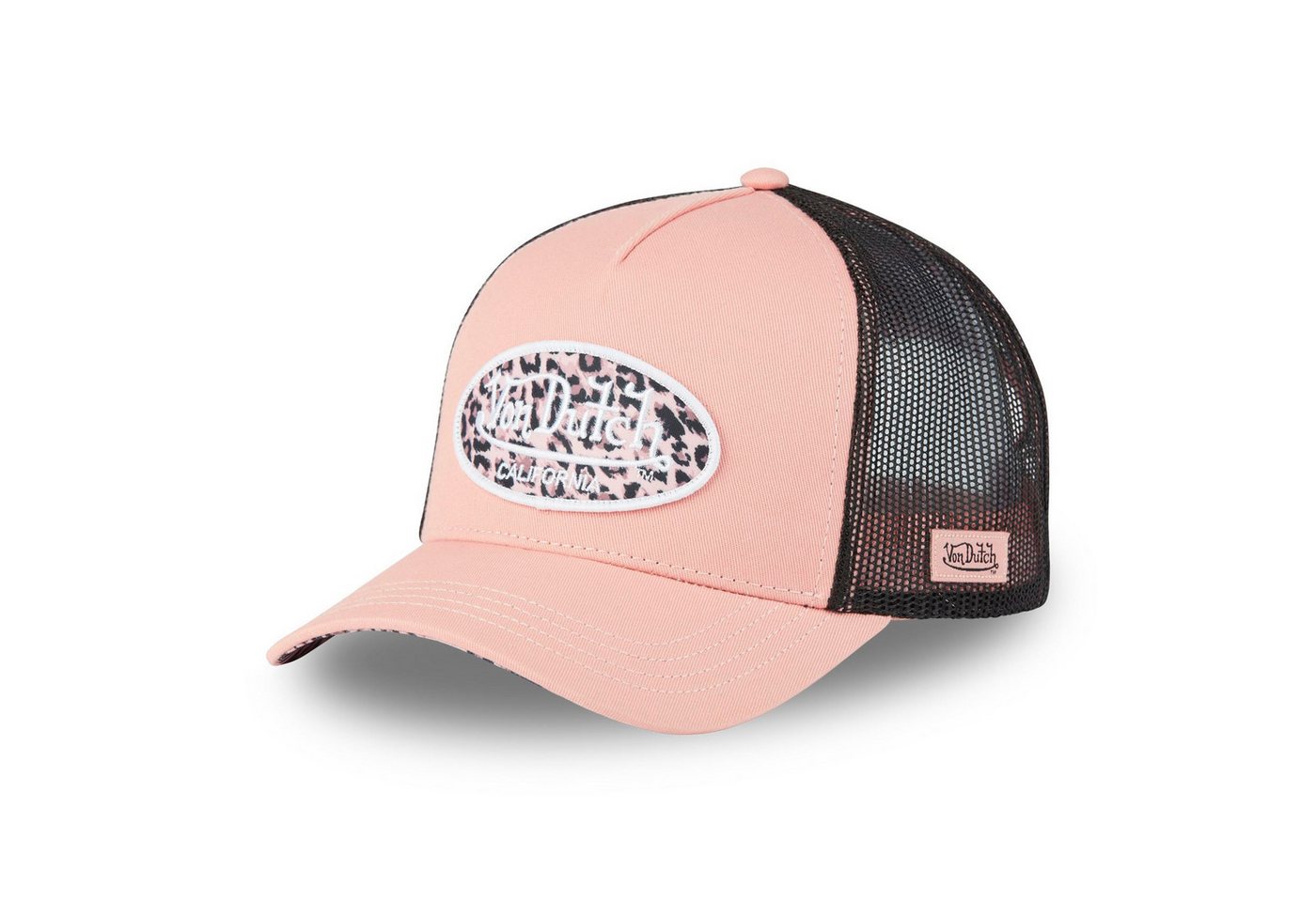 Von Dutch Trucker Cap Von Dutch Originals Trucker Cap LOGO LEOPARD Patch / Visor Light Pink (Basecap, Meshcap, Trucker Kappe) Schirmunterseite mit Leopard Muster von Von Dutch