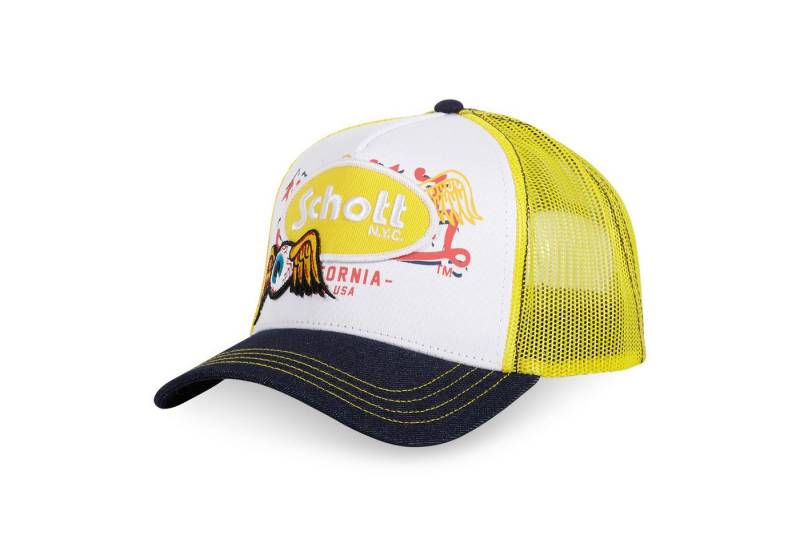 Von Dutch Trucker Cap Von Dutch Originals TruckerCap SCHOTT Collabo Patch Twill/Denim Yellow (Basecap, Meshcap, Trucker Kappe) von Von Dutch
