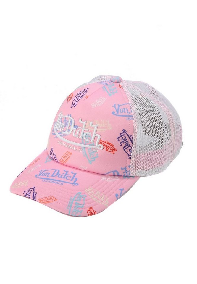 Von Dutch Trucker Cap Von Dutch Trucker Cap ATLANTA Logo AOP White Rosa Weiß von Von Dutch