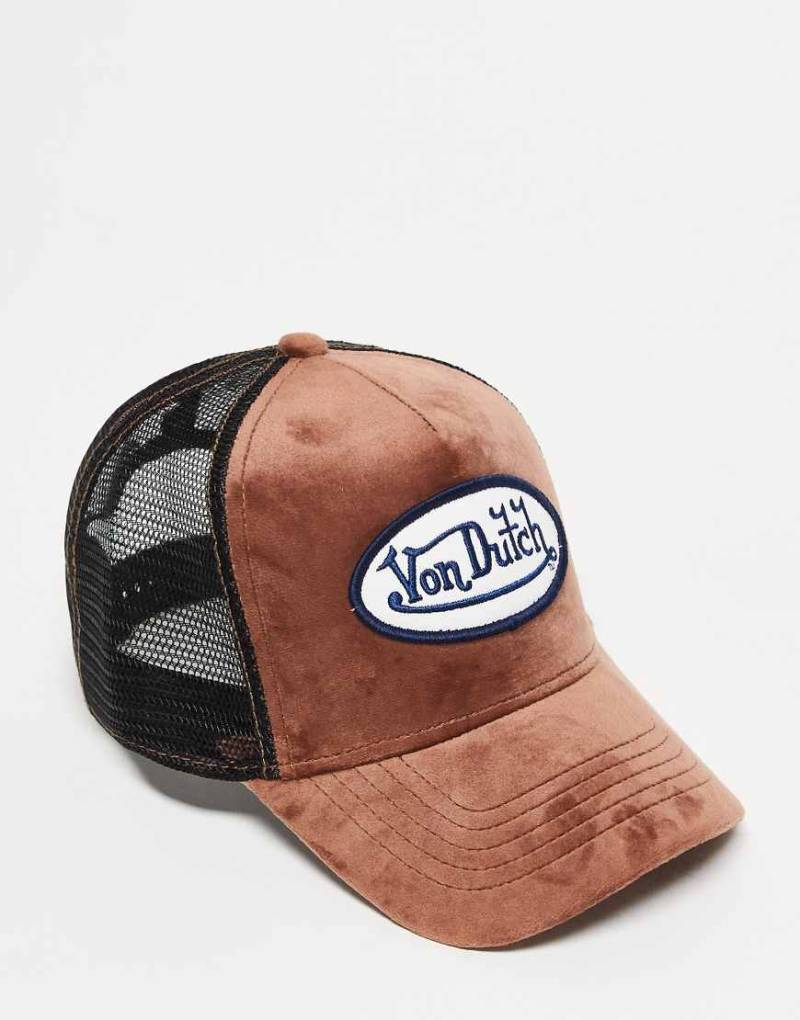 Von Dutch - Trucker-Kappe aus Samt in Braun-Brown von Von Dutch
