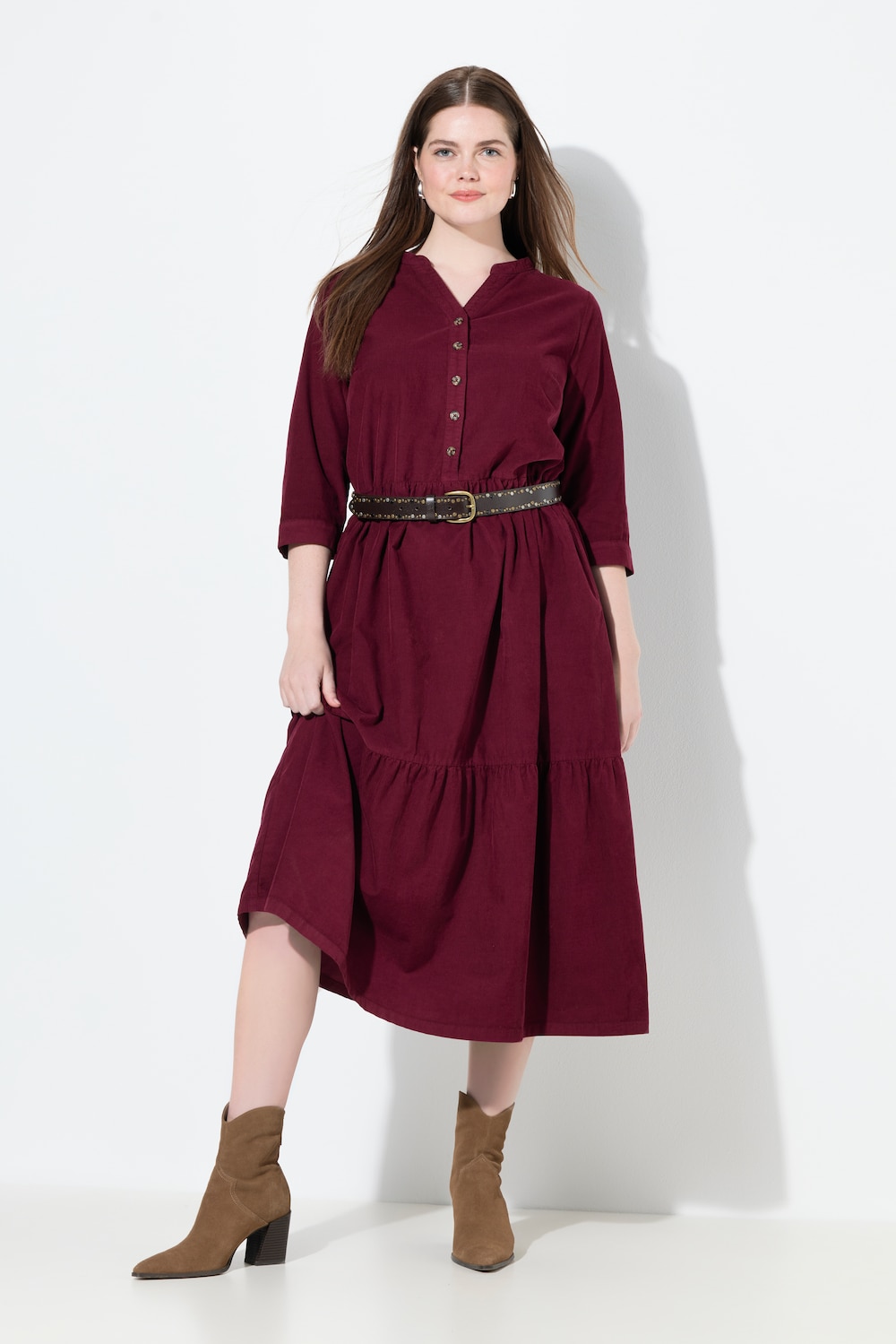 Große Größen Cord-Maxikleid, Damen, lila, Größe: 50/52, Baumwolle, Ulla Popken von Von Landen