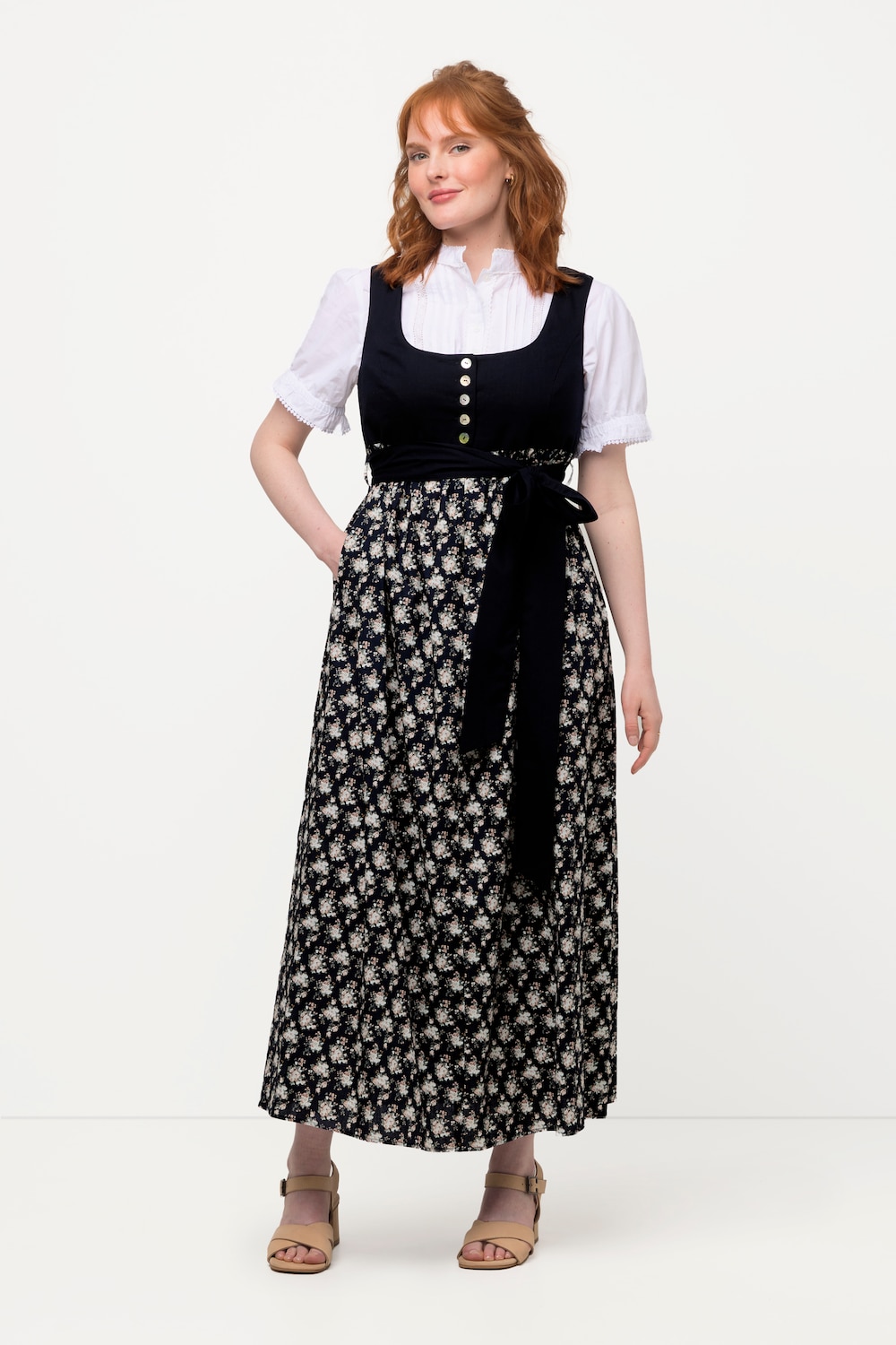 Große Größen Dirndl, Damen, blau, Größe: 52, Baumwolle/Polyester/Leinen, Ulla Popken von Von Landen