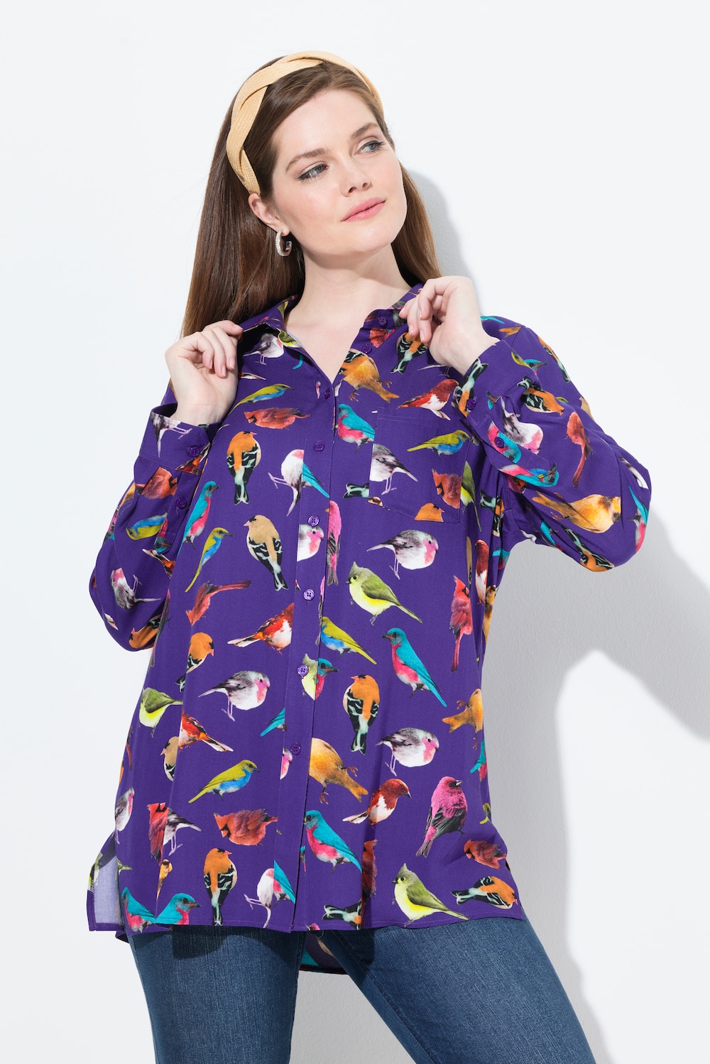 Große Größen Hemdbluse, Damen, lila, Größe: 54/56, Viskose, Ulla Popken von Von Landen
