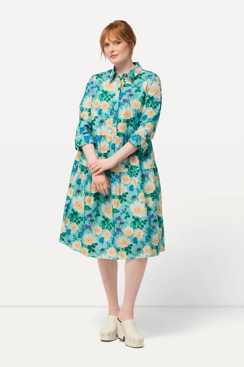 Große Größen Hemdblusenkleid, Damen, blau, Größe: 46/48, Baumwolle, Ulla Popken von Von Landen