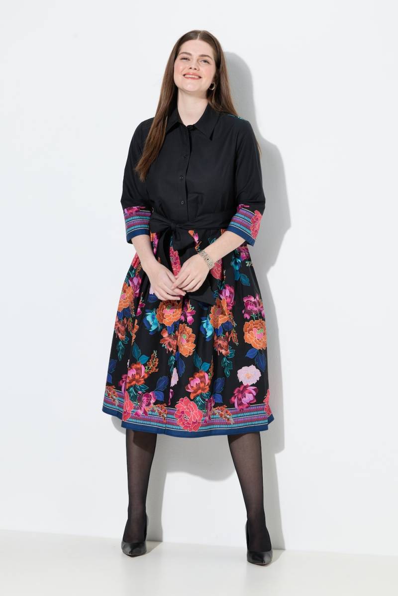 Große Größen Hemdblusenkleid, Damen, schwarz, Größe: 58, Baumwolle, Ulla Popken von Von Landen