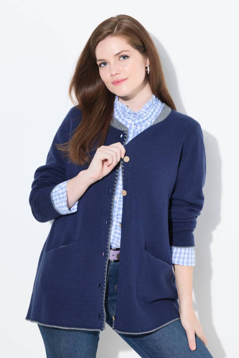 Große Größen Long-Strickjacke, Damen, blau, Größe: 46/48, Synthetische Fasern/Wolle, Ulla Popken von Von Landen