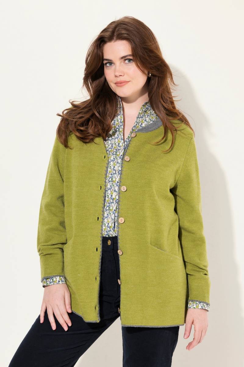 Große Größen Long-Strickjacke, Damen, grün, Größe: 46/48, Synthetische Fasern/Wolle, Ulla Popken von Von Landen