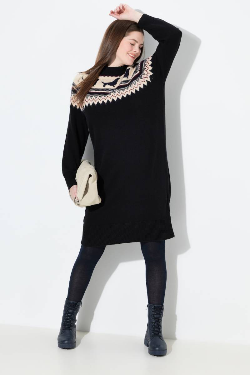 Große Größen Norweger-Strickkleid, Damen, schwarz, Größe: 58/60, Synthetische Fasern/Baumwolle, Ulla Popken Große Größen Norweger-Strickkleid, Damen, schwarz, Größe: 58/60, Synthetische Fasern/Baumwolle, Ulla Popken von Von Landen