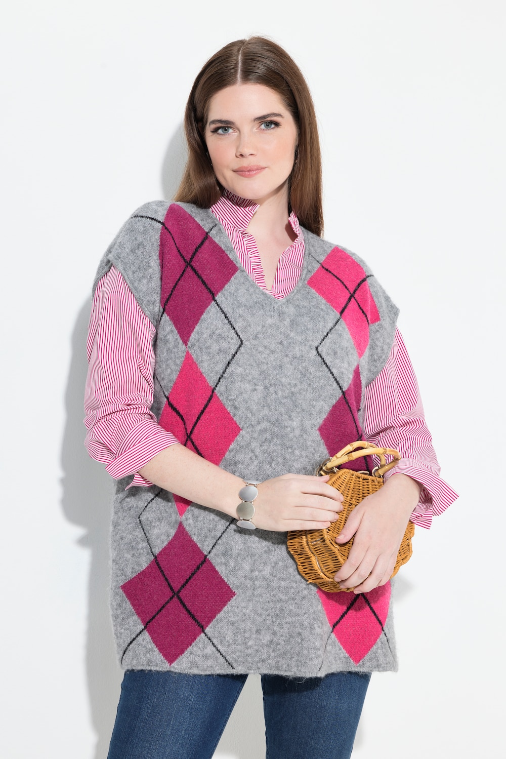 Große Größen Pullunder, Damen, grau, Größe: 62/64, Synthetische Fasern/Polyester/Viskose, Ulla Popken von Von Landen