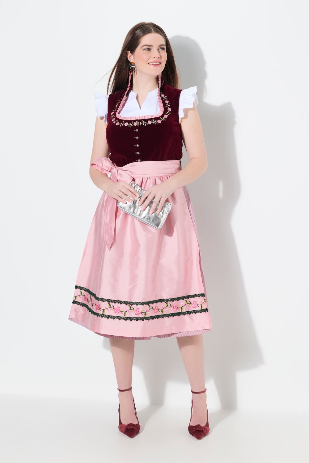 Große Größen Samt-Dirndl, Damen, lila, Größe: 62, Polyester/Baumwolle, Ulla Popken von Von Landen