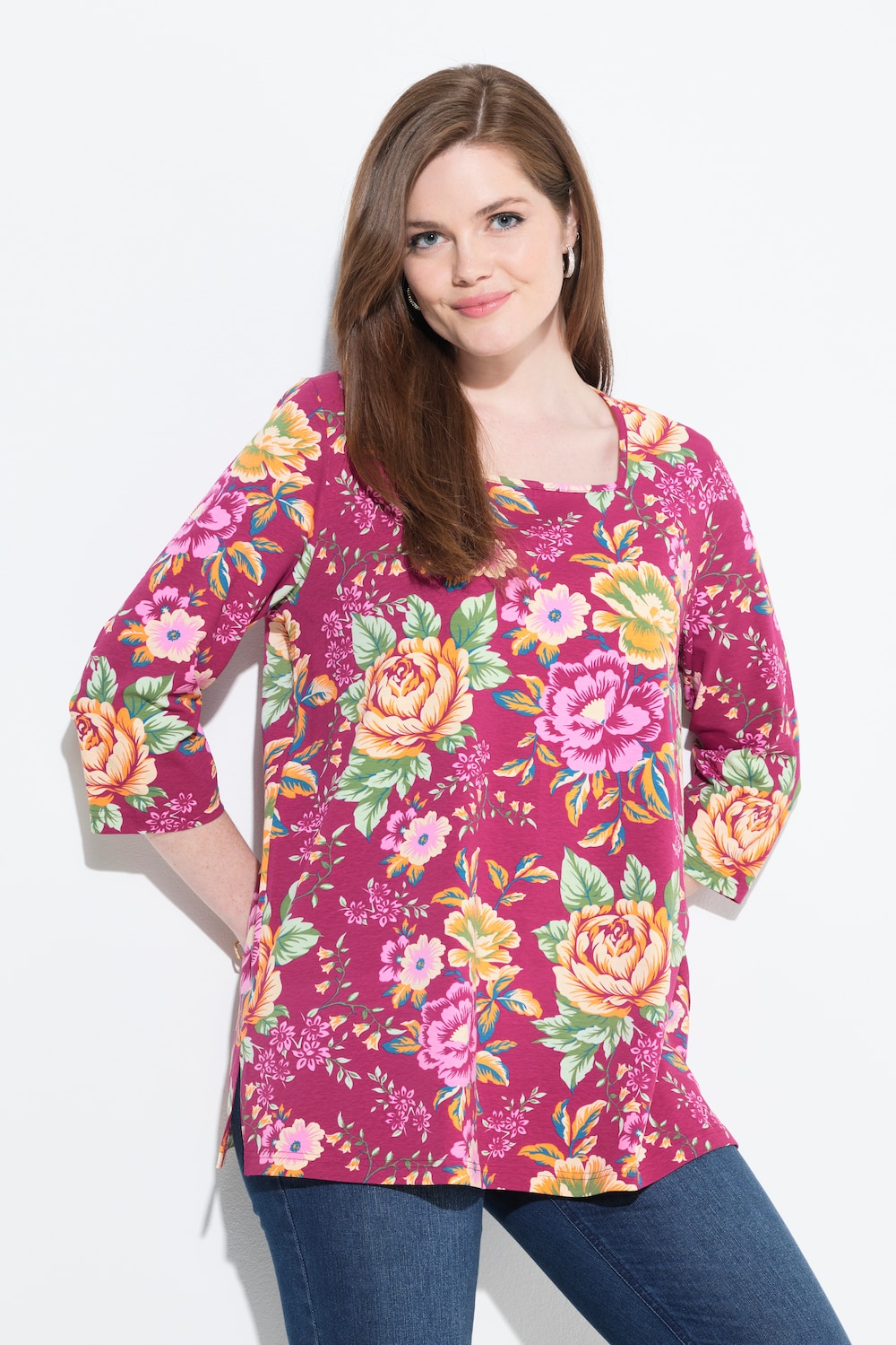 Große Größen Shirt, Damen, rosa, Größe: 46/48, Baumwolle, Ulla Popken von Von Landen