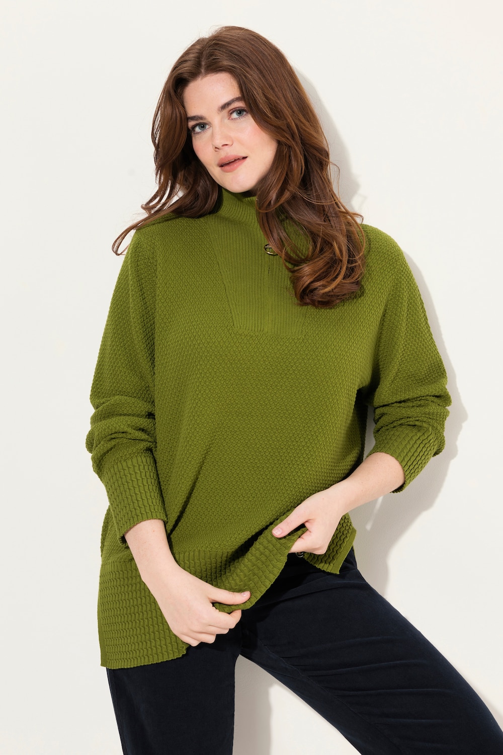 Große Größen Strick-Troyer, Damen, grün, Größe: 62/64, Baumwolle, Ulla Popken von Von Landen