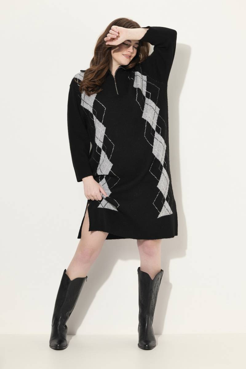 Große Größen Strickkleid, Damen, schwarz, Größe: 46/48, Synthetische Fasern/Polyester/Viskose, Ulla Popken von Von Landen