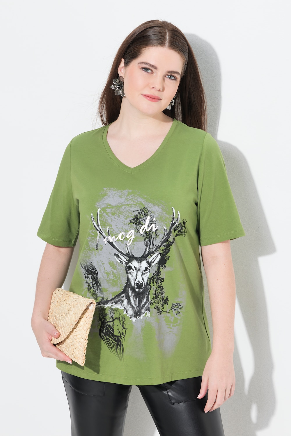 Große Größen T-Shirt, Damen, grün, Größe: 50/52, Baumwolle, Ulla Popken von Von Landen