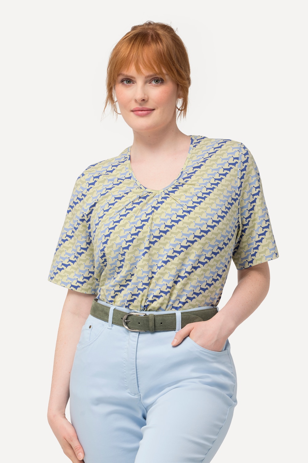 Große Größen T-Shirt, Damen, grün, Größe: 50/52, Baumwolle, Ulla Popken von Von Landen