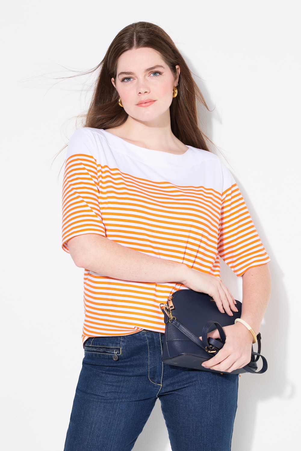 Große Größen T-Shirt, Damen, orange, Größe: 50/52, Baumwolle, Ulla Popken von Von Landen