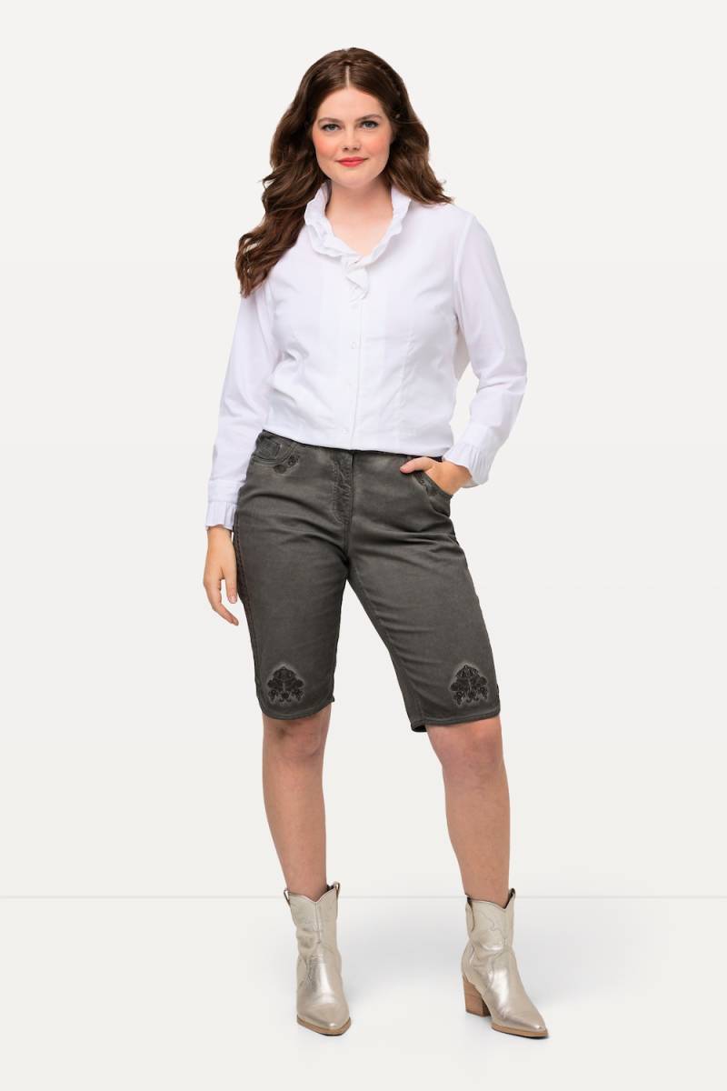 Große Größen Trachten-Jeansbermuda Mandy, Damen, schwarz, Größe: 46, Baumwolle, Ulla Popken von Von Landen