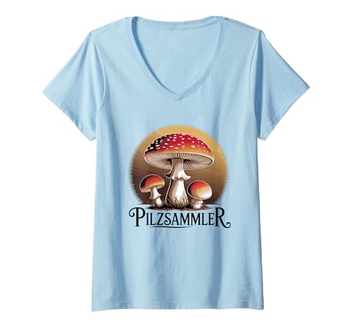 Damen Pilzsammler T-Shirt mit V-Ausschnitt Damen Pilzsammler T-Shirt mit V-Ausschnitt von Von der Natur inspirierte Pilz -Fantasiekunst
