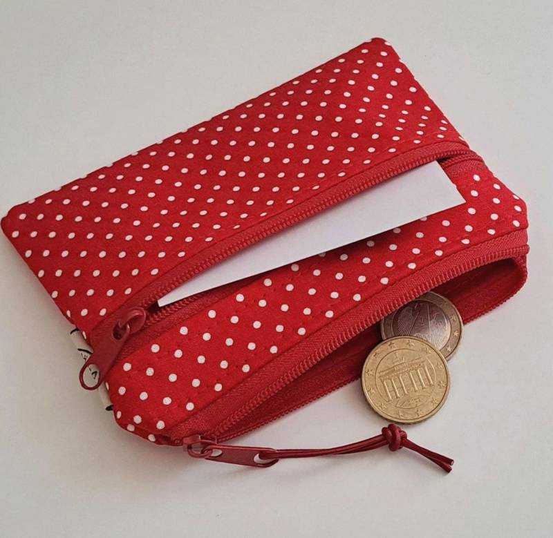 Geldbeutel Kleine Geldbörse Gepunktete Täschchen Pflastertasche Sofortversand Rot Weiß Gepunktet von VonDerNaehDreschern