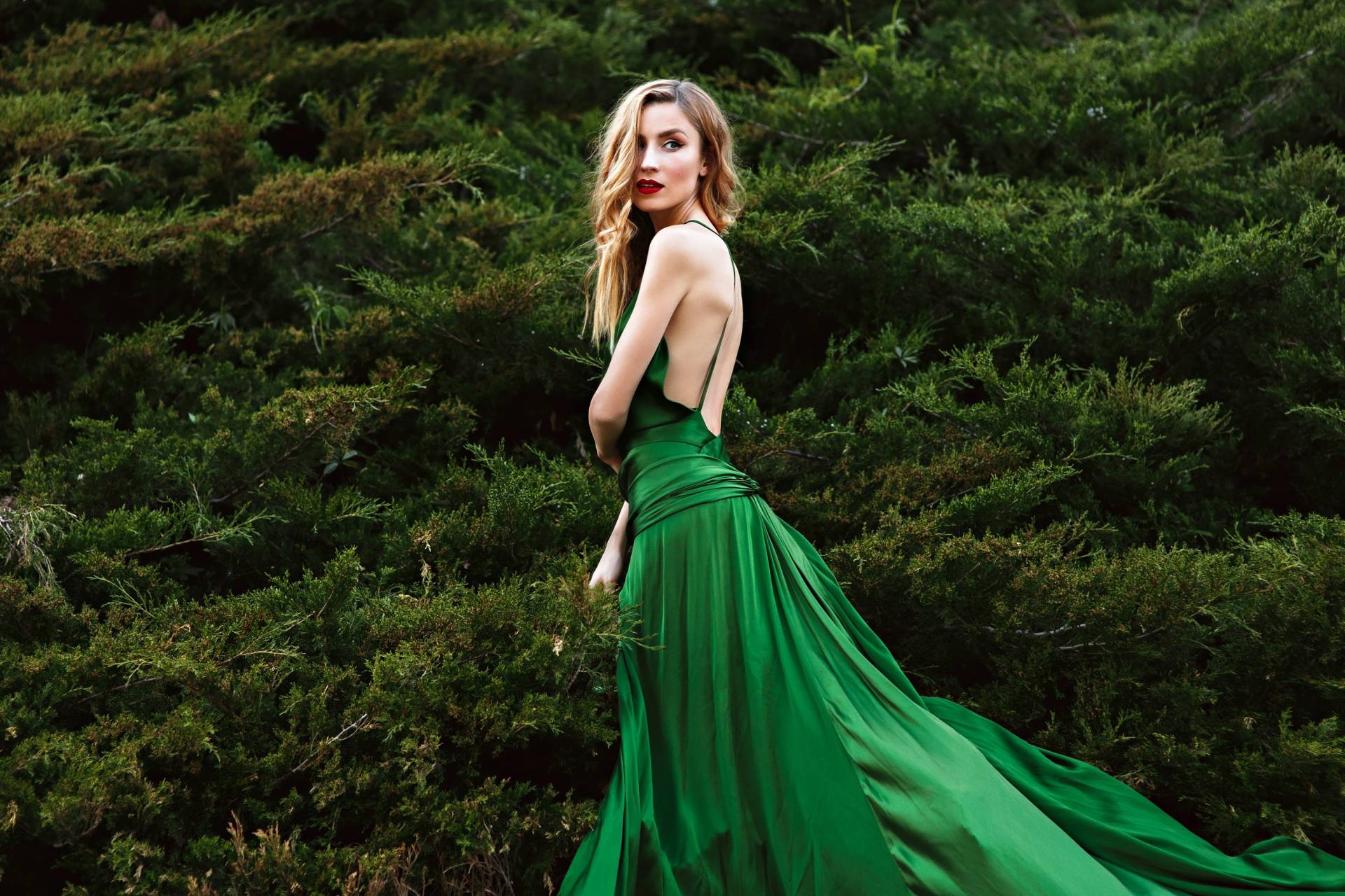 Satin-Maxikleid Öffnen Sie Den Rücken Und Rückenfreies Abendkleid Mit V-Ausschnitt Satin-Maxikleid Öffnen Sie Den Rücken Und Rückenfreies Abendkleid Mit V-Ausschnitt von VonaDmytras