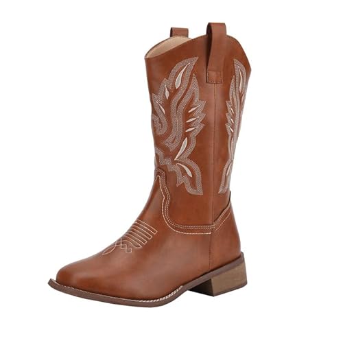 Vongsky Damen Western Cowgirl Cowboy Stiefel Quadratische Zehenpartie bestickt Mid Calf Boots, braun, 41 EU Vongsky Damen Western Cowgirl Cowboy Stiefel Quadratische Zehenpartie bestickt Mid Calf Boots, braun, 41 EU von Vongsky