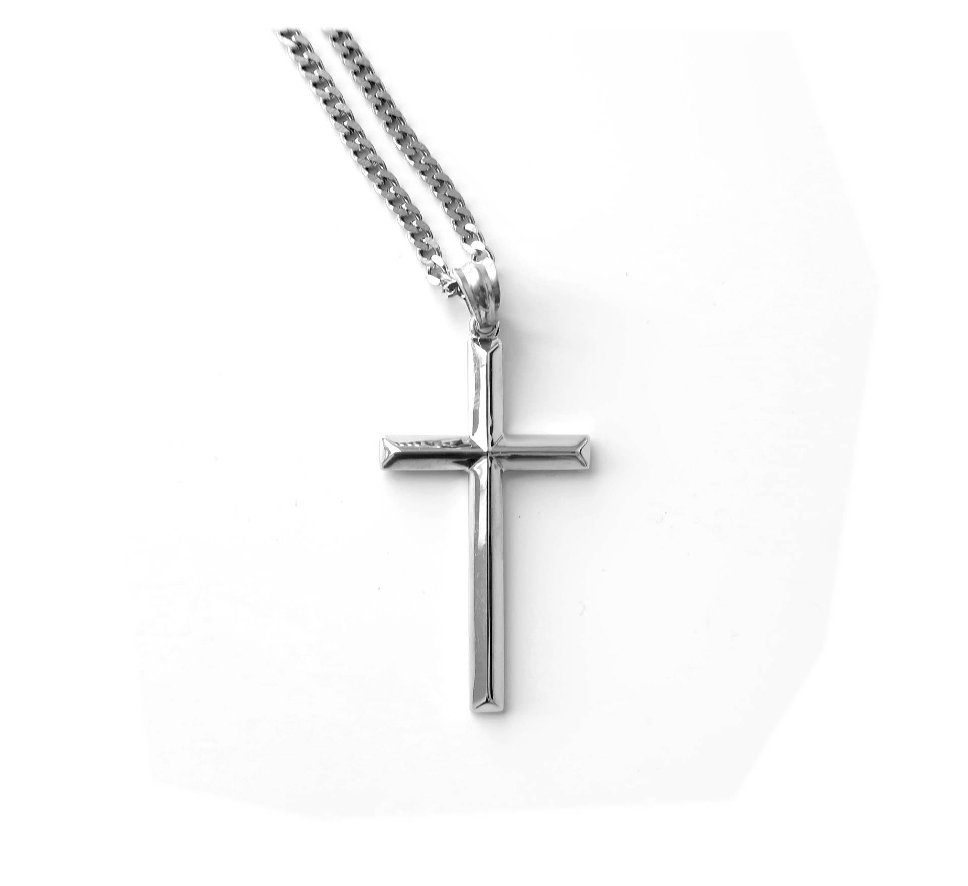 14K Gold Kreuz Anhänger Halskette Cuban Gliederkette Mit Abschrägen Für Männer Ehemann Vater Geschenk 3mm Thanksgiving Weihnachten Religiös von Vonlosangeles